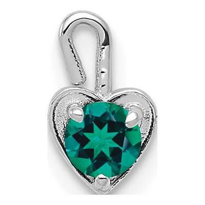 14K White Gold May Birthstone Heart Charm