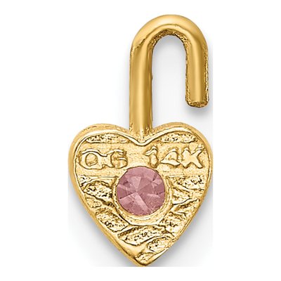 14K Yellow Gold October Birthstone Heart Charm – view 4