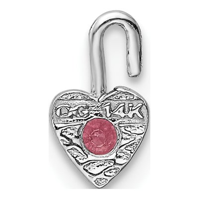 14K White Gold October Birthstone Heart Charm – view 4