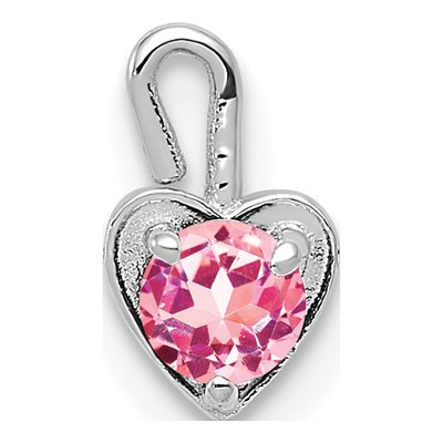 14K White Gold October Birthstone Heart Charm