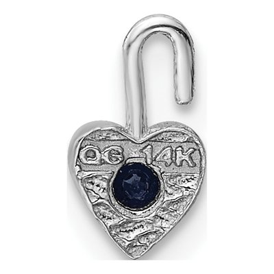 14K White Gold September Birthstone Heart Charm – view 4