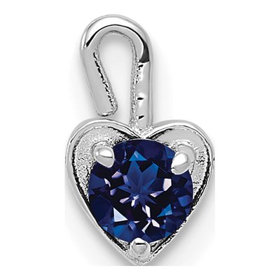 14K White Gold September Birthstone Heart Charm