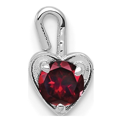 14K White Gold July Birthstone Heart Charm