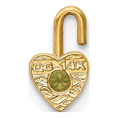 14K Yellow Gold August Birthstone Heart Charm – view 4