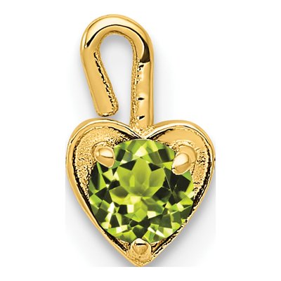 14K Yellow Gold August Birthstone Heart Charm