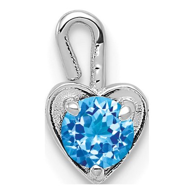 14K White Gold December Birthstone Heart Charm