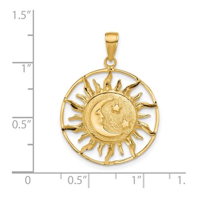 14K Yellow Gold Diamond-Cut Sun Moon Stars Charm – view 5