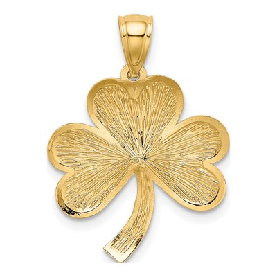 14K Yellow Gold Diamond-Cut Shamrock Pendant – view 4