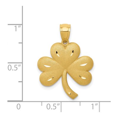 14K Yellow Gold Diamond-Cut Shamrock Pendant – view 5