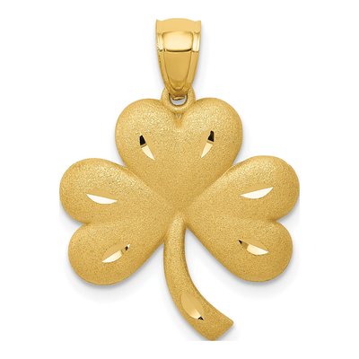 14K Yellow Gold Diamond-Cut Shamrock Pendant