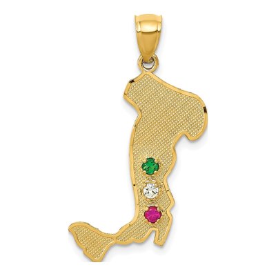14K Yellow Gold Map Charm