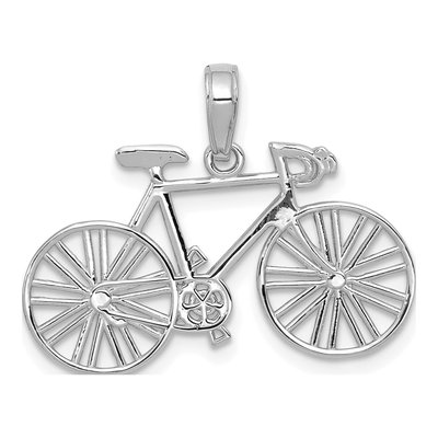 14K White Gold Bicycle Pendant