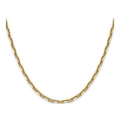 14K Yellow Gold 3.3mm Diamond-Cut Mariner Anchor Chain – view 2