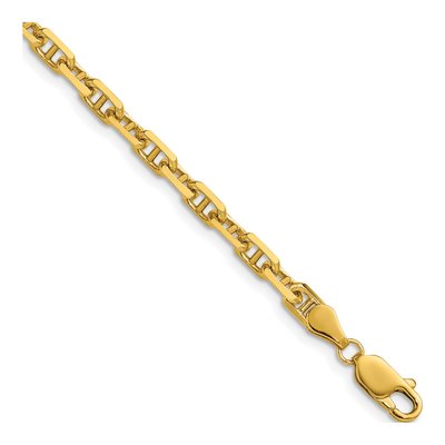 14K Yellow Gold 3.9mm Diamond-Cut Mariner Anchor Chain