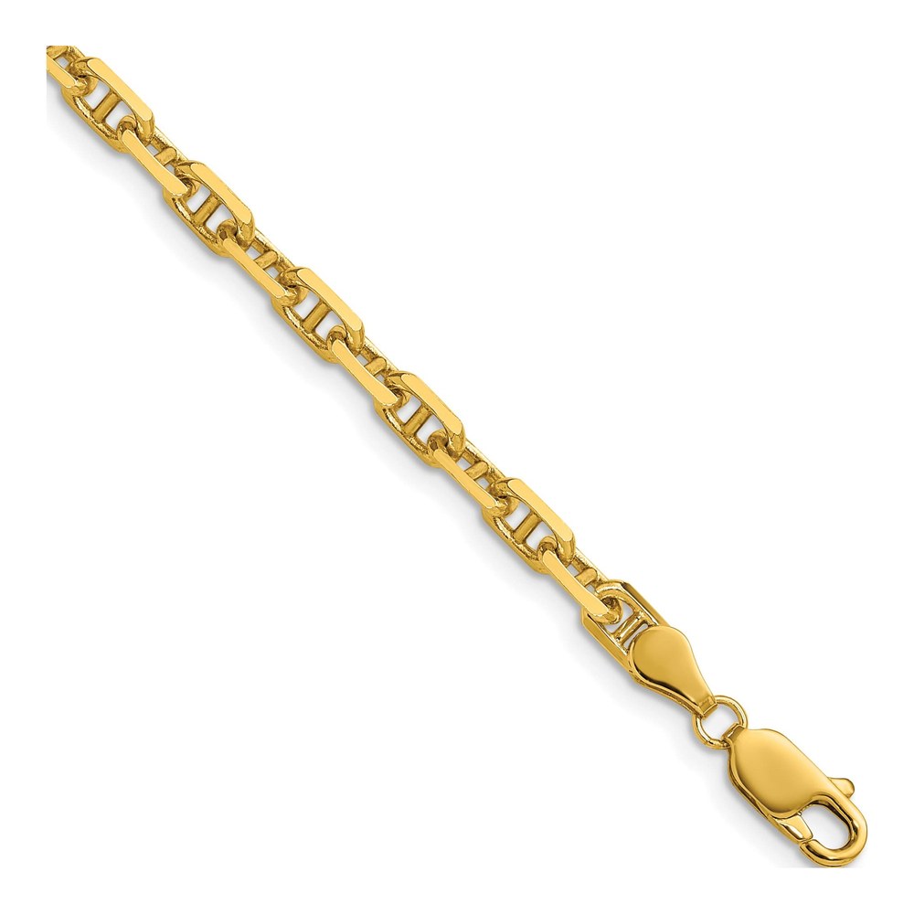 14K 8 Inch 4.1mm Diamond-Cut Mariner Anchor Chain Bracelet with Lobster Clasp