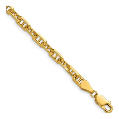 14K Yellow Gold 4.7mm Diamond-Cut Mariner Anchor Chain Bracelet
