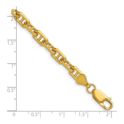 14K Yellow Gold 5.6mm Diamond-Cut Mariner Anchor Chain Bracelet – view 2