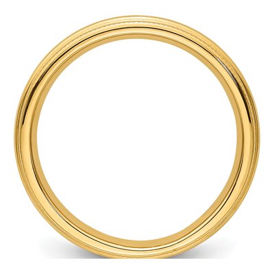 14K Yellow Gold 3mm Domed Milgrain Comfort-Fit Wedding Band – view 3