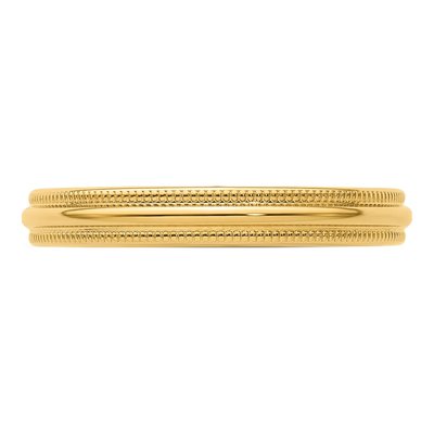 14K Yellow Gold 3mm Domed Milgrain Comfort-Fit Wedding Band – view 6