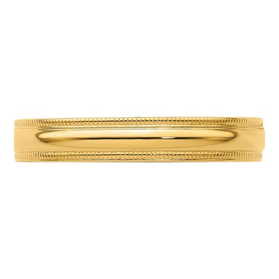 14K Yellow Gold 4mm Domed Milgrain Comfort-Fit Wedding Band – view 4