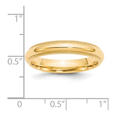 14K Yellow Gold 4mm Domed Milgrain Comfort-Fit Wedding Band – view 5