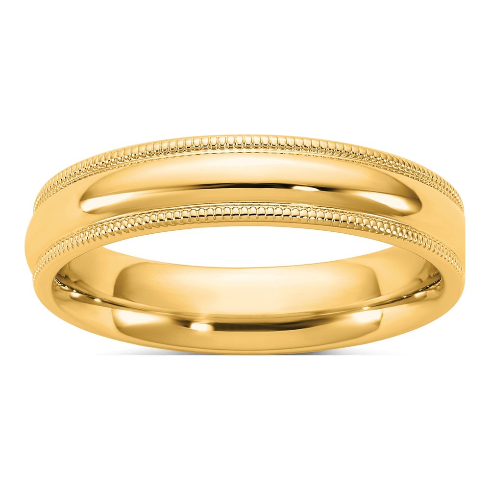 14K Yellow Gold 4.5mm Milgrain Comfort Fit Band Size 6.5