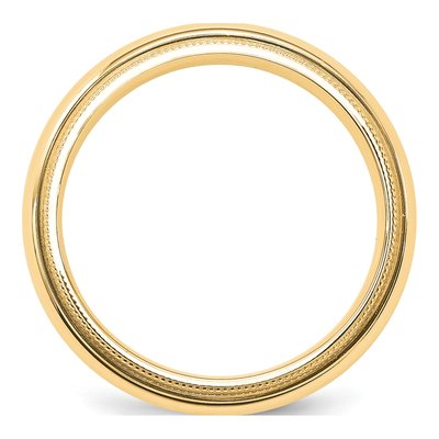 14K Yellow Gold 5mm Domed Milgrain Comfort-Fit Wedding Band – view 3