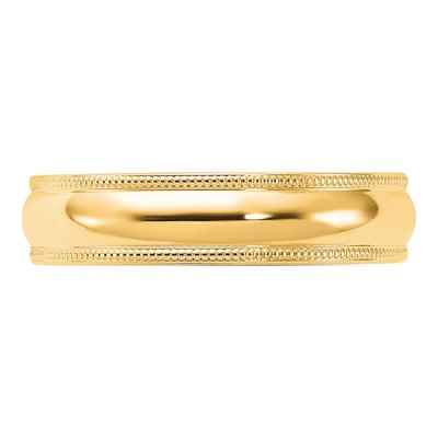 14K Yellow Gold 5mm Domed Milgrain Comfort-Fit Wedding Band – view 4