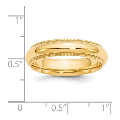 14K Yellow Gold 5mm Domed Milgrain Comfort-Fit Wedding Band – view 5