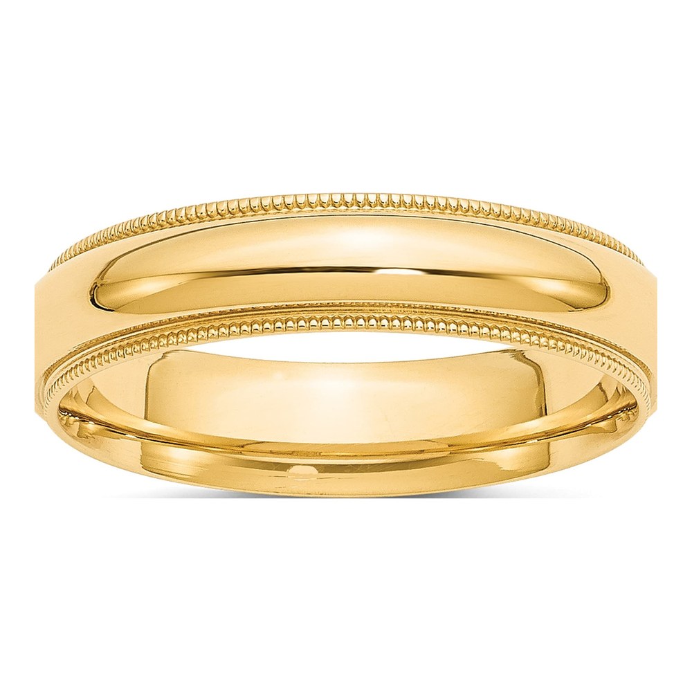 14K Yellow Gold 5mm Domed Milgrain Comfort-Fit Wedding Band