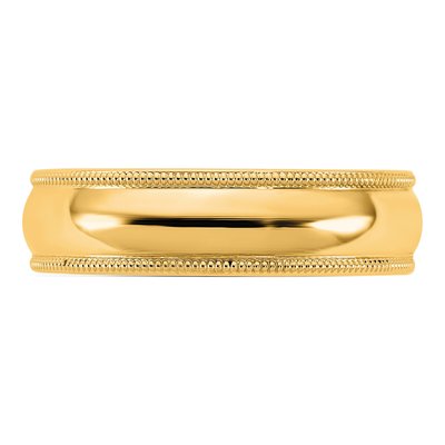 14K Yellow Gold 5.5mm Domed Milgrain Comfort-Fit Wedding Band – view 3