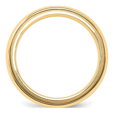 14K Yellow Gold 6mm Domed Milgrain Comfort-Fit Wedding Band – view 3