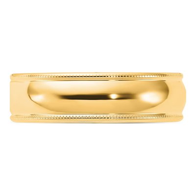 14K Yellow Gold 6mm Domed Milgrain Comfort-Fit Wedding Band – view 4