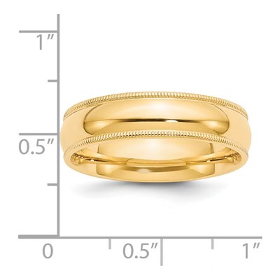 14K Yellow Gold 6mm Domed Milgrain Comfort-Fit Wedding Band – view 5