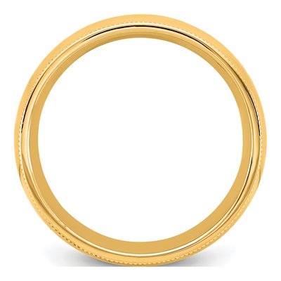 14K Yellow Gold 6.5mm Domed Milgrain Comfort-Fit Wedding Band – view 2