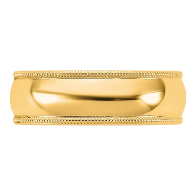 14K Yellow Gold 6.5mm Domed Milgrain Comfort-Fit Wedding Band – view 3