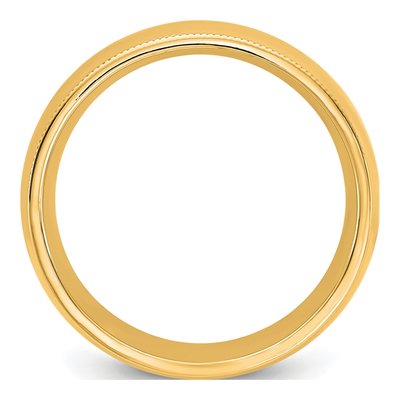 14K Yellow Gold 7mm Domed Milgrain Comfort-Fit Wedding Band – view 2