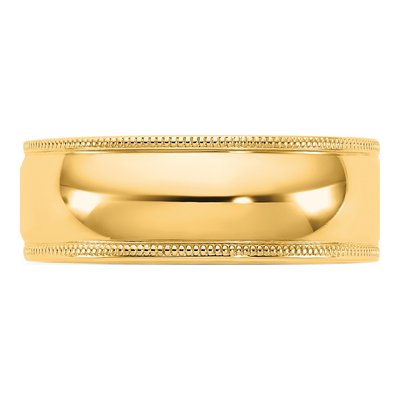 14K Yellow Gold 7mm Domed Milgrain Comfort-Fit Wedding Band – view 3