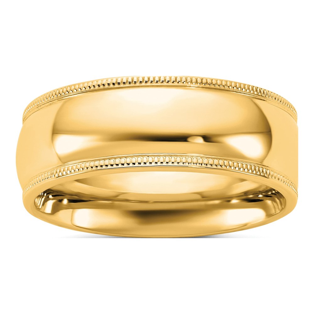 14K Yellow Gold 7mm Milgrain Comfort Fit Band Size 6.5