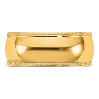 14K Yellow Gold 8mm Domed Milgrain Comfort-Fit Wedding Band – view 3