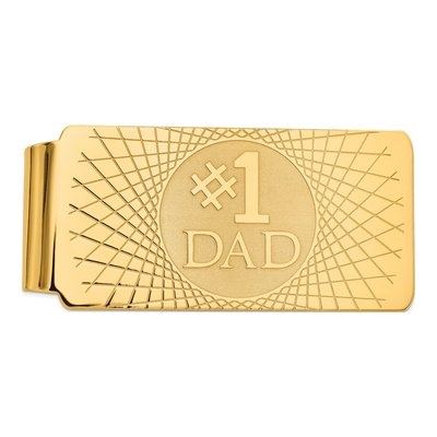 14K Yellow Gold #1 Dad Money Clip for Men
