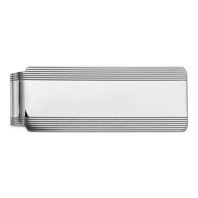 Men's 14K White Gold Grooved Money Clip