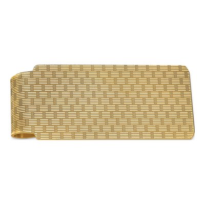 14K Yellow Gold Basketweave Money Clip, Men's