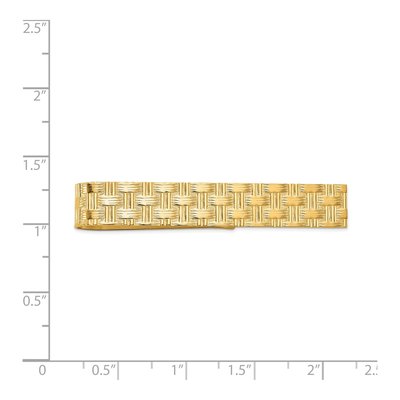 Men's 14K Yellow Gold Textured Basketweave Tie Bar – view 4