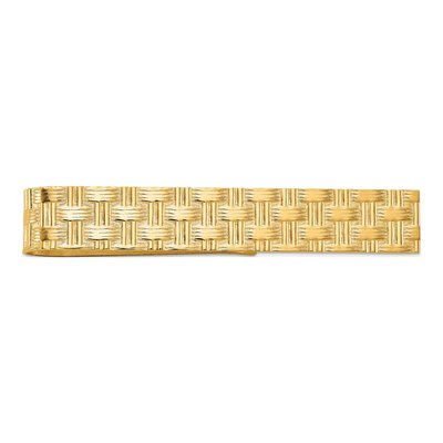 Men's 14K Yellow Gold Textured Basketweave Tie Bar