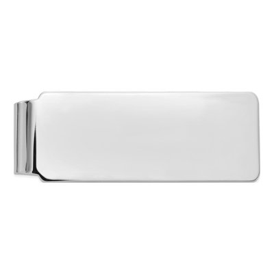 14K White Gold Men's Polished Money Clip, Engravable