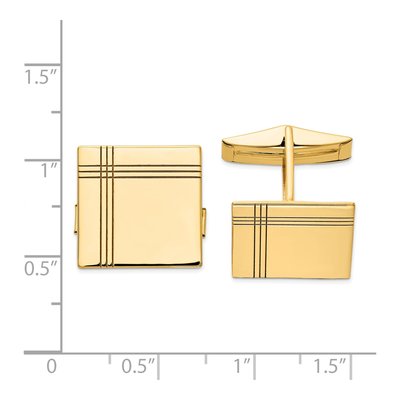 Men's 14K Yellow Gold Square Cuff Links, Engravable – view 3