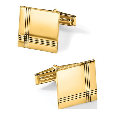 Men's 14K Yellow Gold Square Cuff Links, Engravable – view 4