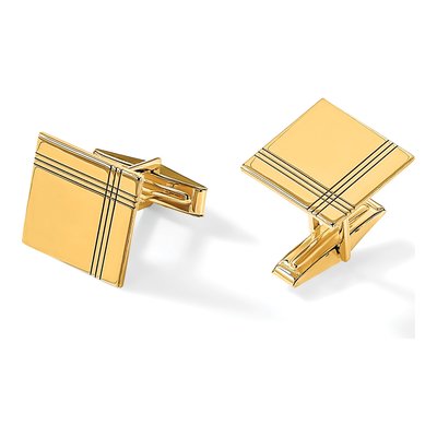 Men's 14K Yellow Gold Square Cuff Links, Engravable – view 5