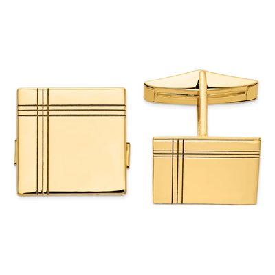 Men's 14K Yellow Gold Square Cuff Links, Engravable